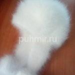 Шапка из пуха кролика ушанка белая с орнаментом